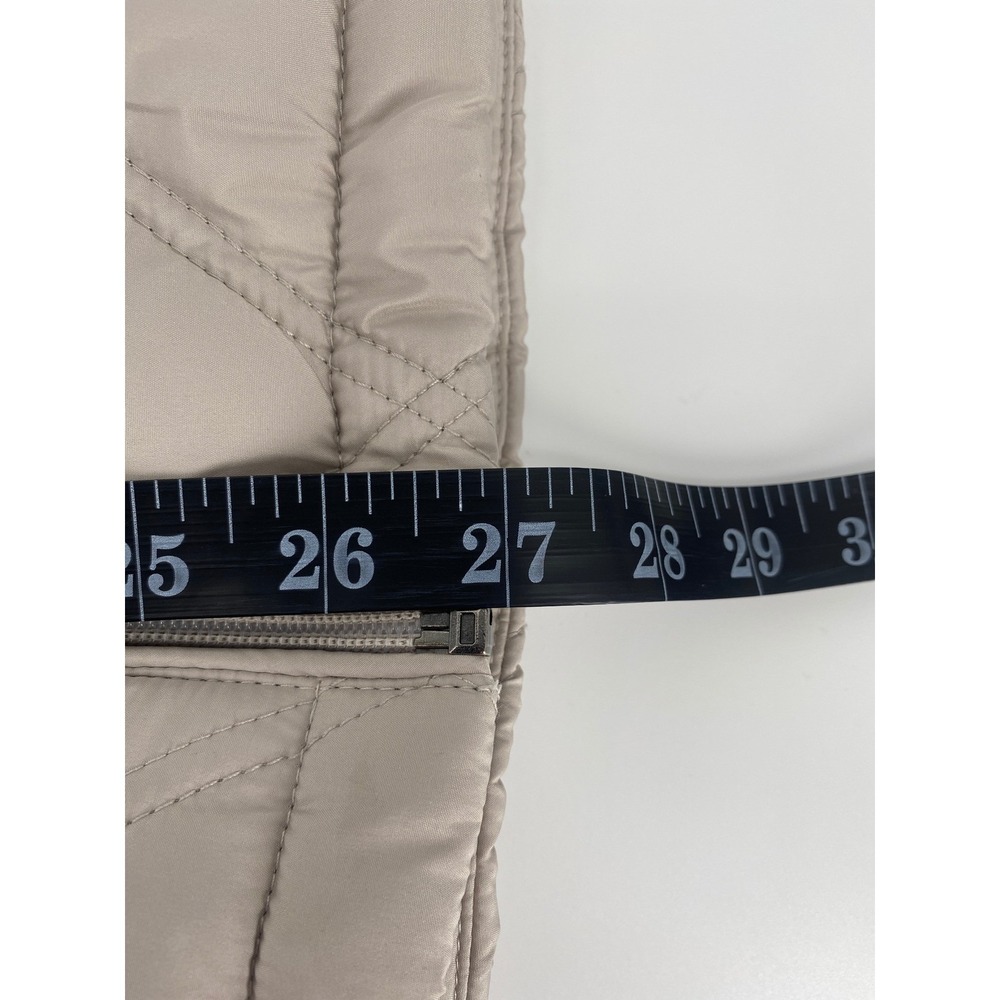 Weatherproof Puffer Vest Womens XL Tan Excellent Quilted Hooded Fleece Lined - Picture 7 of 8